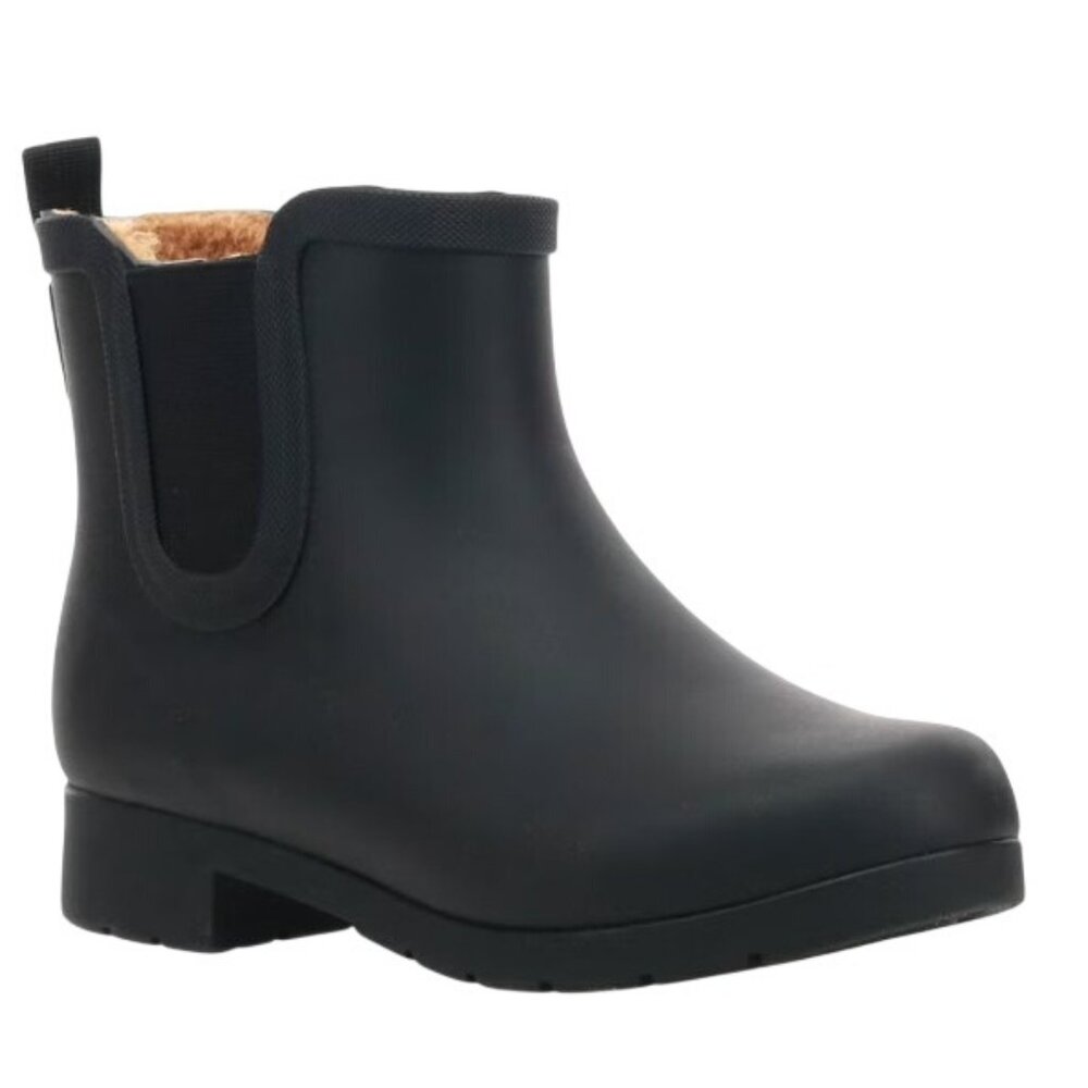 Chooka Womens 9 Waterproof Chelsea Bootie Plush Lined, Slip-On Rain Ankle Boots